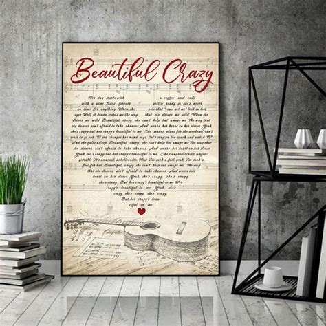 Luke Combs Beautiful Crazy Lyrics Poster Luke Combs Beautiful | Etsy