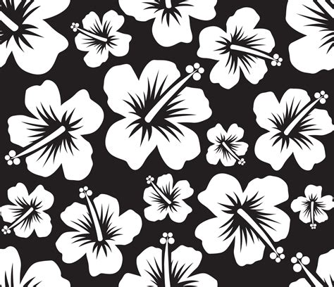 Hawaii hibiscus flower black and white pattern 4785527 Vector Art at ...