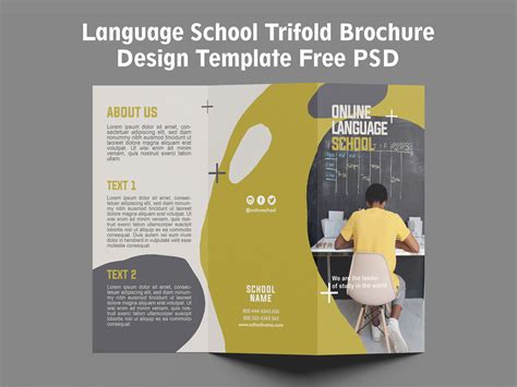 Free Language School Trifold Brochure Design PSD Template - PsFiles