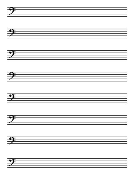 Printable Full-Page Bass Clef Staff Paper | Music worksheets, Music theory worksheets, Cello ...