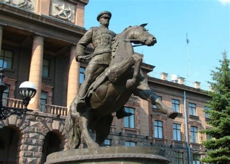 Equestrian statue of Georgy Zhukov in Yekaterinburg Russia Asia