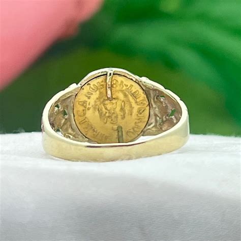 10K Vintage Mexican Coin Ring-Gold-1960s-Mexico-Criss… - Gem