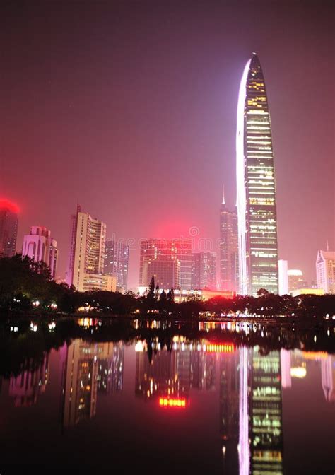 Night Skyline in Shenzhen City Stock Image - Image of chinese, district ...