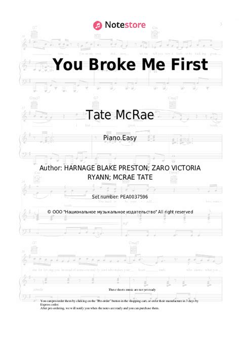 Tate McRae - You Broke Me First piano sheet music in Note-Store.com | Piano.Easy SKU PEA0037596