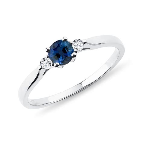 White Gold Ring with Sapphire and Brilliants | KLENOTA