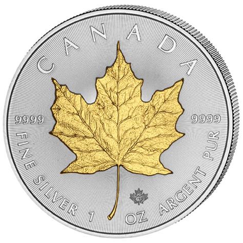 2022 1 oz Silver Canadian Maple Leaf Coins (Gilded, BU) - Silver.com™