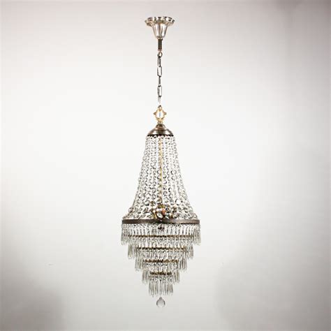 Spectacular Antique Five-Tiered Chandelier with Original Crystal Prisms ...