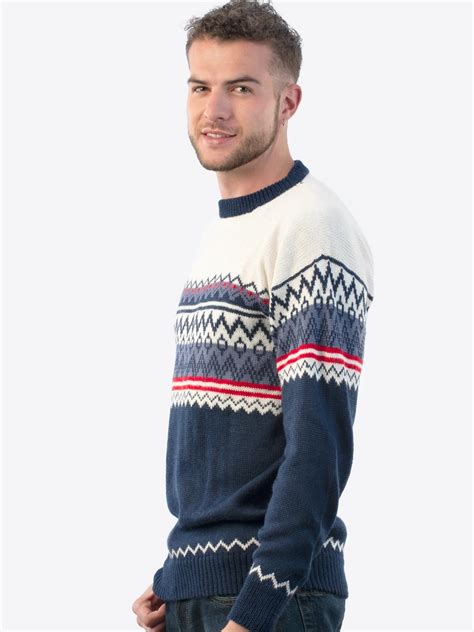 Men's Alpaca wool Sweater with crew neck "New York" - Alpaca clothing