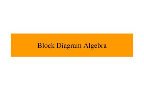 (PDF) Block Diagram Algebra