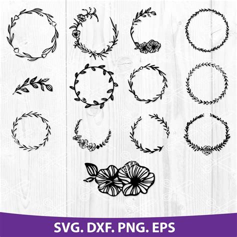 Floral Wreath SVG, DXF, PNG, EPS - Flower Wreath SVG Cut File