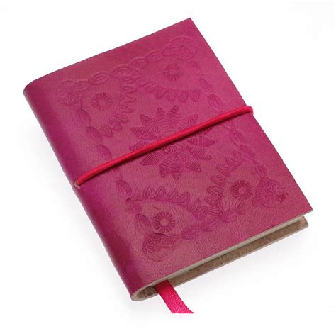 Handmade Pink Embossed Leather Notebook By Paper High | notonthehighstreet.com