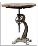 Height-Adjustable Trendsetting Dining Table: Wood & Iron, round wood table,mango wood dining ...