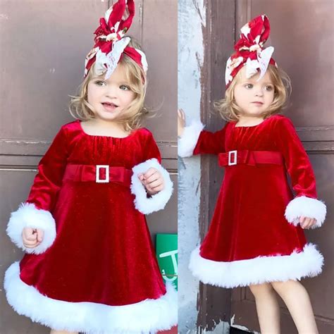 2018 Autumn winter Toddler Infant Kids Baby Girl Christmas Red Princess Dress Fluffy Clothes ...