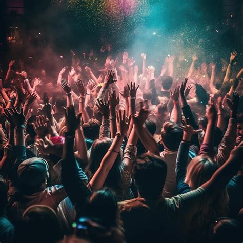 Premium AI Image | Dancing crowd at a music festival