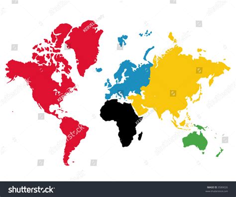 Olympic Games Colored Continents Vector Stock Vector 3589026 - Shutterstock