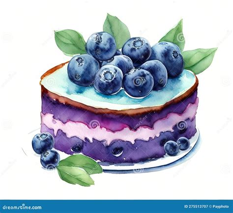 Watercolor Blueberry Cake Clipart in High Definition, Isolated on White ...