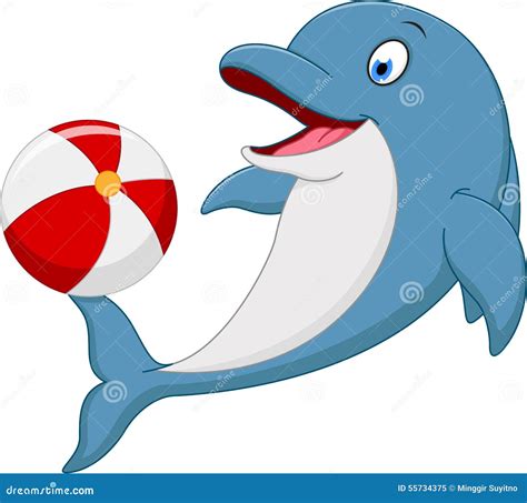 Happy Dolphin Cartoon Playing Ball Stock Vector - Image: 55734375