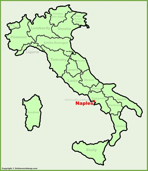 Naples location on the Italy map