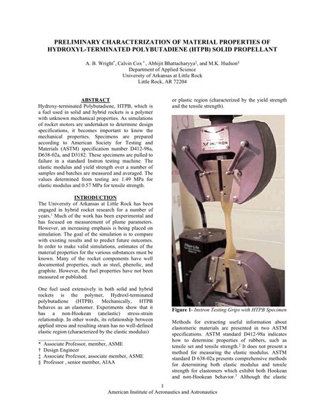 (PDF) Preliminary Characterization of Material Properties of Hydroxyl-Terminated Polybutadiene ...