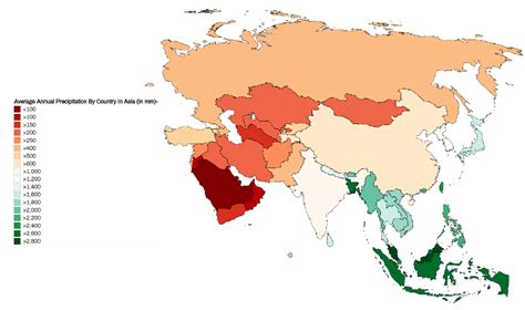 Average Annual Precipitation By Country In Asia (in mm)- : r/MapPorn