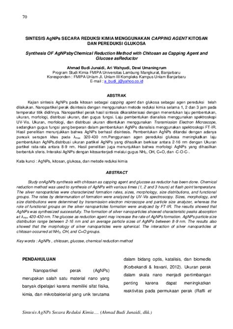 (PDF) SINTESIS AgNPs SECARA REDUKSI KIMIA MENGGUNAKAN CAPPING AGENT ...