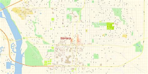 Bismarck North Dakota US Map Vector Exact City Plan detailed Street Map ...