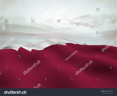 Flag Qatar Waving Over Abstract Sky Stock Illustration 526593667