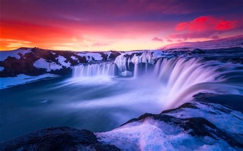 Fonds d'écran Islande, belle neige, paysage incroyable, lever du soleil ...