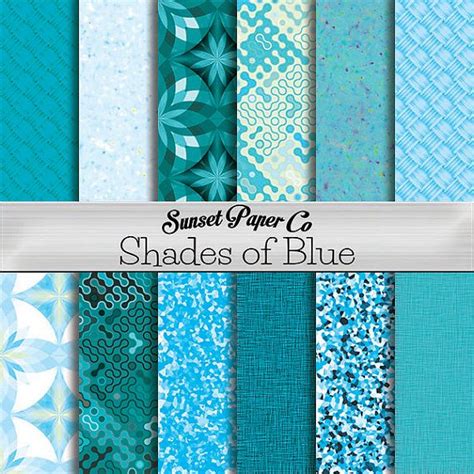 Shades of Blue Printable Digital Paper Pack, Colorful Craft Paper ...