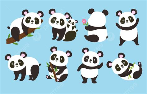 Cute Pandas Panda Bear Baby, Mother, Mascot, Back PNG and Vector with ...