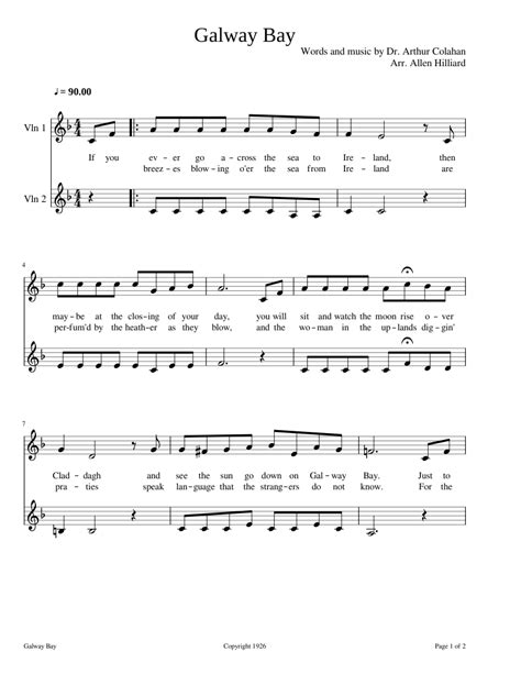 Galway Bay Sheet music for Violin (String Duet) | Musescore.com