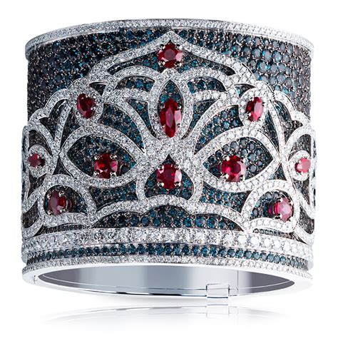 Incredible bracelet by FABERGÉ : Kokoshnik Bangle - alexandrites, diamonds and rubies in 18K ...