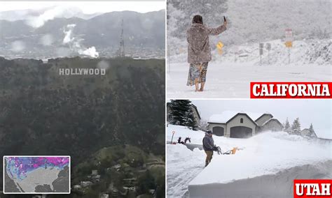 Hollywood Sign gets a dusting of snow as twin winter storms barrel ...