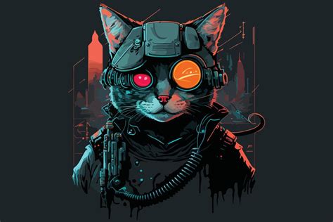 Cat cyberpunk vector illustration 22330265 Vector Art at Vecteezy