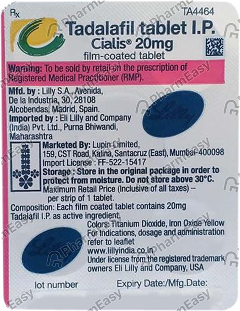 Cialis 20 MG Tablet (1): Uses, Side Effects, Price & Dosage | PharmEasy