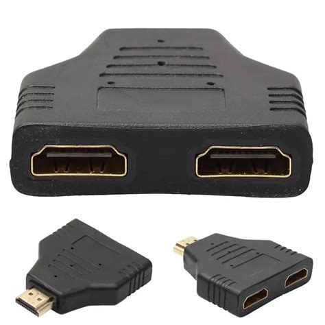 Omeshin New HDMI Male To Dual HDMI Female 1 to 2 Way Splitter Adapter ...