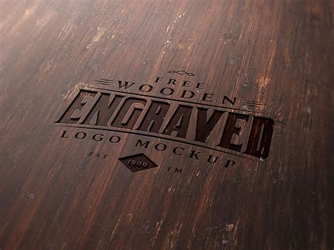 Free Wood Engraved Logo Mockup PSD :: Behance