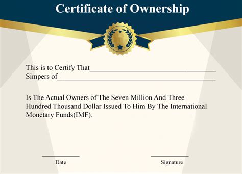 ️5+ Free Sample of Certificate of Ownership form Template ️