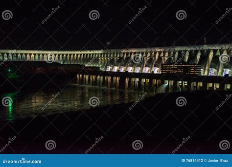 Illuminated Itaipu Dam at Night in Foz Editorial Photography - Image of environment, peace: 76814412