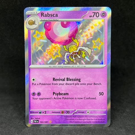 Pokemon TCG Shiny Rabsca Holo Rare 163/091 2024 Scarlet & Violet Paldean Fates Trading Card ...