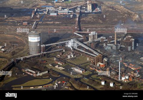 aerial view of the British Steel Tata Steel factory plant in Scunthorpe ...