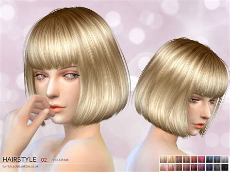 The Sims Resource: Bob hairstyle 2 by S-Club - Sims 4 Hairs | Sims hair ...