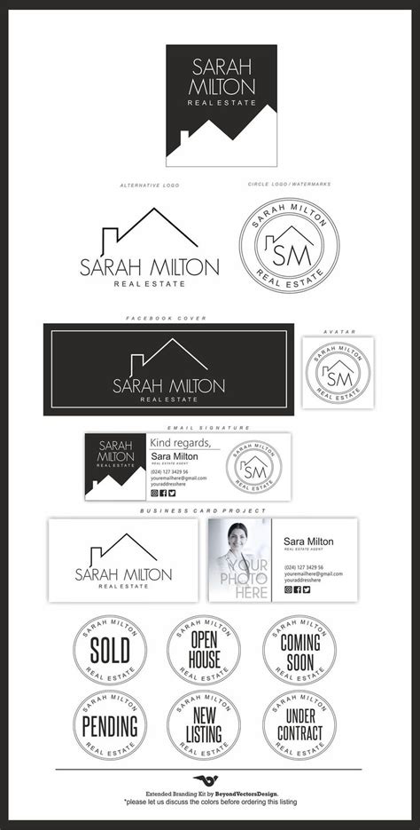 Modern Realtor Logo Black and White Logo Real Estate - Etsy | Real estate branding, Logo real ...