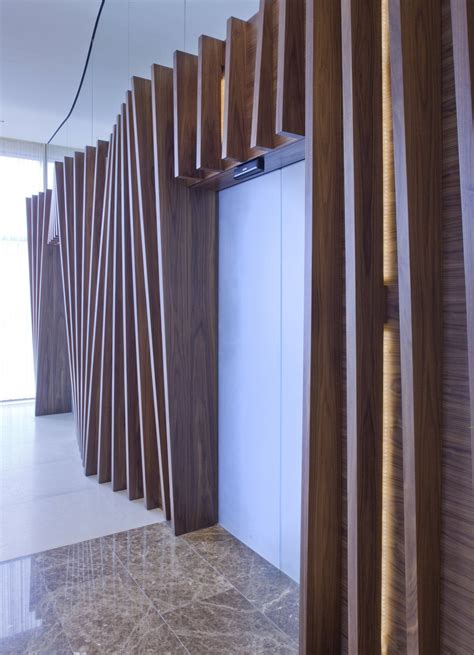 Elevator Lobby Wood Slat Wall, Wood Slats, Old House Interior, Modern ...