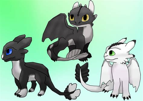 Toothless and Light fury babies by FluffyWingedCat on DeviantArt