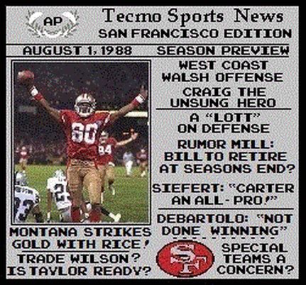 Tecmo Bowl teams, rosters, player rating, & attributes