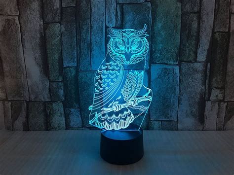 JYIFA 3D LED owl Cartoon Lamp 7 Color Change Optical Illusion Touch Mood light USB powered ...