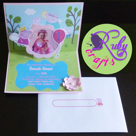 Peppa Pig Pop Up Invitation Card Designed and sold by Ruby Crafts and Gifts Shop #rubycrafts # ...