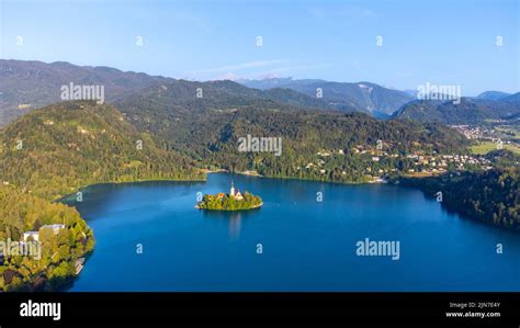 Lake Bled and island with church Stock Photo - Alamy