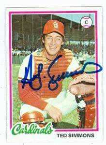 Ted Simmons autographed baseball card (St. Louis Cardinals) 1978 Topps #380